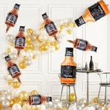 Balon din Folie Metalizata, Flippy, Figurina Sticla de Whisky, Tema Aniversare, 90x45 cm, Ambalaj Individual, Pai Inclus, Umflare cu Aer sau Heliu, Maro