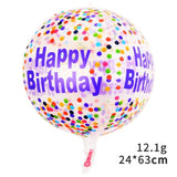 Balon Din Folie Metalizata, Figurine 4D, Model Happy Birthday, Tematica Aniversara Bombonele, Ambalaj Individual, Pai Inclus, Umflare Cu Aer Sau Heliu, -Multicolor