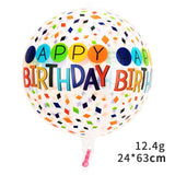Balon Din Folie Metalizata, Figurine 4D, Model Happy Birthday, Tematica Aniversara Bombonele, Ambalaj Individual, Pai Inclus, Umflare Cu Aer Sau Heliu, -Multicolor