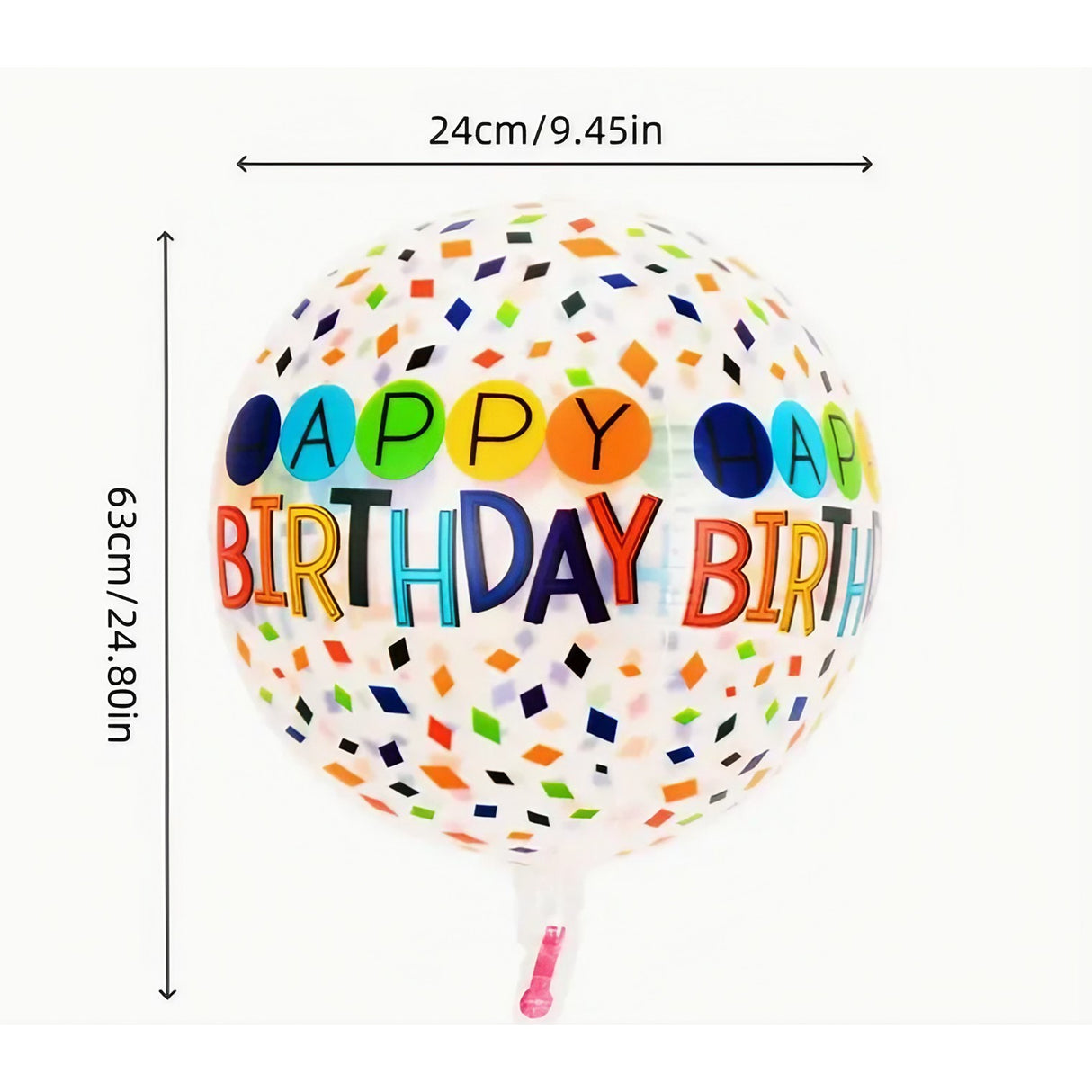 Balon Din Folie Metalizata, Figurine 4D, Model Happy Birthday, Tematica Aniversara Bombonele, Ambalaj Individual, Pai Inclus, Umflare Cu Aer Sau Heliu, -Multicolor