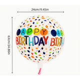 Balon Din Folie Metalizata, Figurine 4D, Model Happy Birthday, Tematica Aniversara Bombonele, Ambalaj Individual, Pai Inclus, Umflare Cu Aer Sau Heliu, -Multicolor