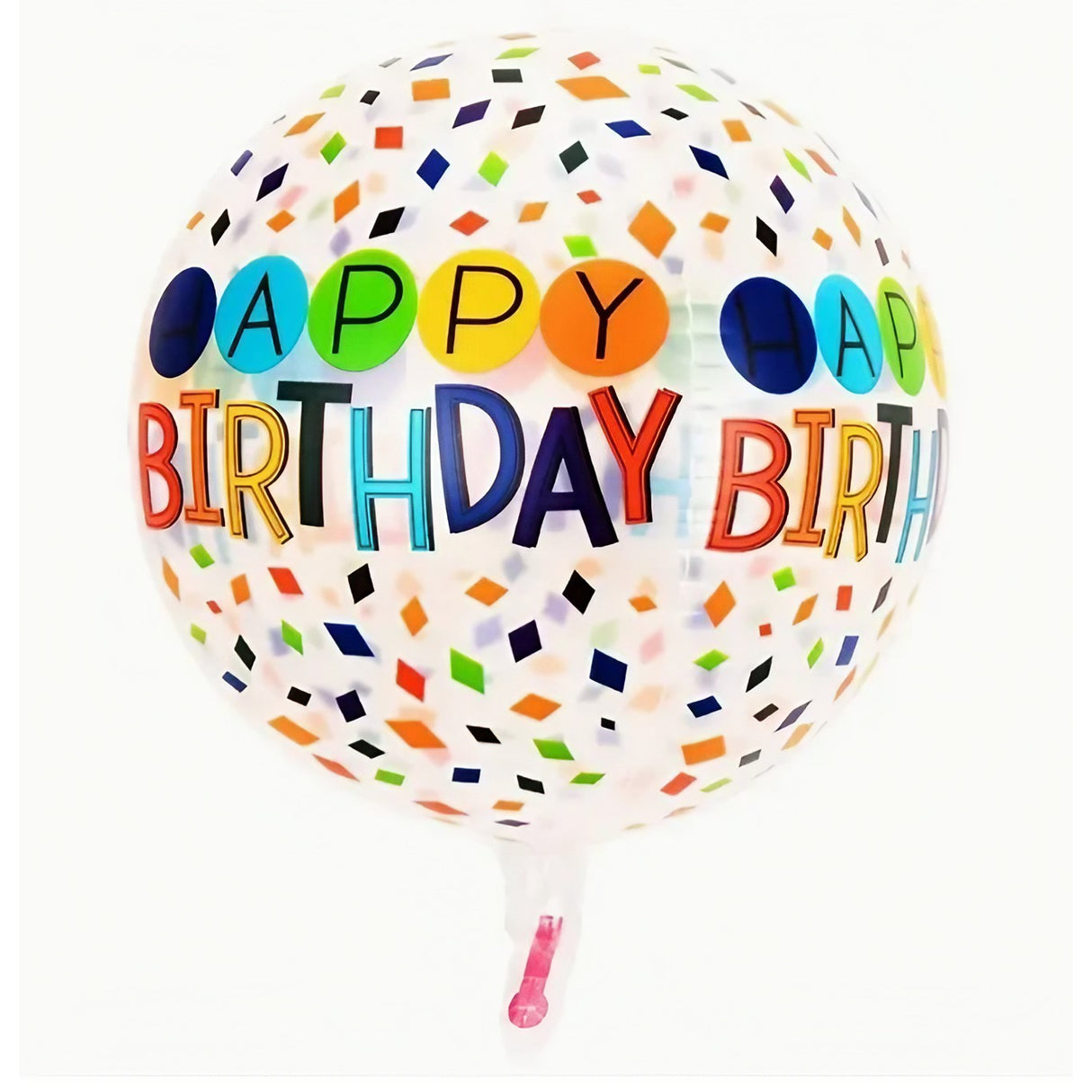 Balon Din Folie Metalizata, Figurine 4D, Model Happy Birthday, Tematica Aniversara Bombonele, Ambalaj Individual, Pai Inclus, Umflare Cu Aer Sau Heliu, -Multicolor