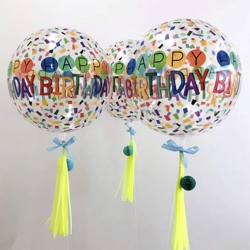 Balon Din Folie Metalizata, Figurine 4D, Model Happy Birthday, Tematica Aniversara Bombonele, Ambalaj Individual, Pai Inclus, Umflare Cu Aer Sau Heliu, -Multicolor