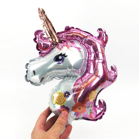 Balon Din Folie Metalizata, Figurina Unicorn, Tema Animalute, 30 Cm, Ambalaj Individual, Pai Inclus, Umflare Cu Aer Sau Heliu - vivimall.ro