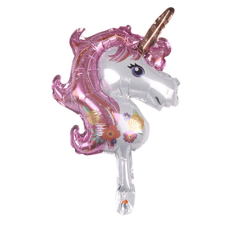 Balon Din Folie Metalizata, Figurina Unicorn, Tema Animalute, 30 Cm, Ambalaj Individual, Pai Inclus, Umflare Cu Aer Sau Heliu - vivimall.ro