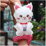 Balon din Folie Metalizata, Vivimall, Figurine Animalute, Tip Bratara, Model Pisica, 13 x 35 cm, Ambalaj Individual, Pai Inclus, Umflare cu Aer sau Heliu, Alb - vivimall.ro