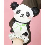 Balon din Folie Metalizata, Vivimall, Figurine Animalute, Tip Bratara, Model Panda, 13 x 35 cm, Ambalaj Individual, Pai Inclus, Umflare cu Aer sau Heliu, Alb/Negru - vivimall.ro