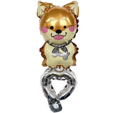 Balon din Folie Metalizata, Vivimall, Figurine Animalute, Tip Bratara, Model Catel, Ambalaj Individual, Pai Inclus, Umflare cu Aer sau Heliu, Maro - vivimall.ro