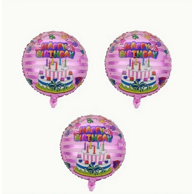 Balon Din Folie Metalizata, Figurine, Happy Birthday, Tematica Aniversare, 45 Cm, Ambalaj Individual, Pai Inclus, Umflare Cu Aer Sau Heliu - vivimall.ro