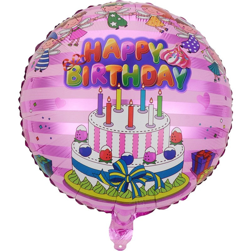 Balon Din Folie Metalizata, Figurine, Happy Birthday, Tematica Aniversare, 45 Cm, Ambalaj Individual, Pai Inclus, Umflare Cu Aer Sau Heliu - vivimall.ro