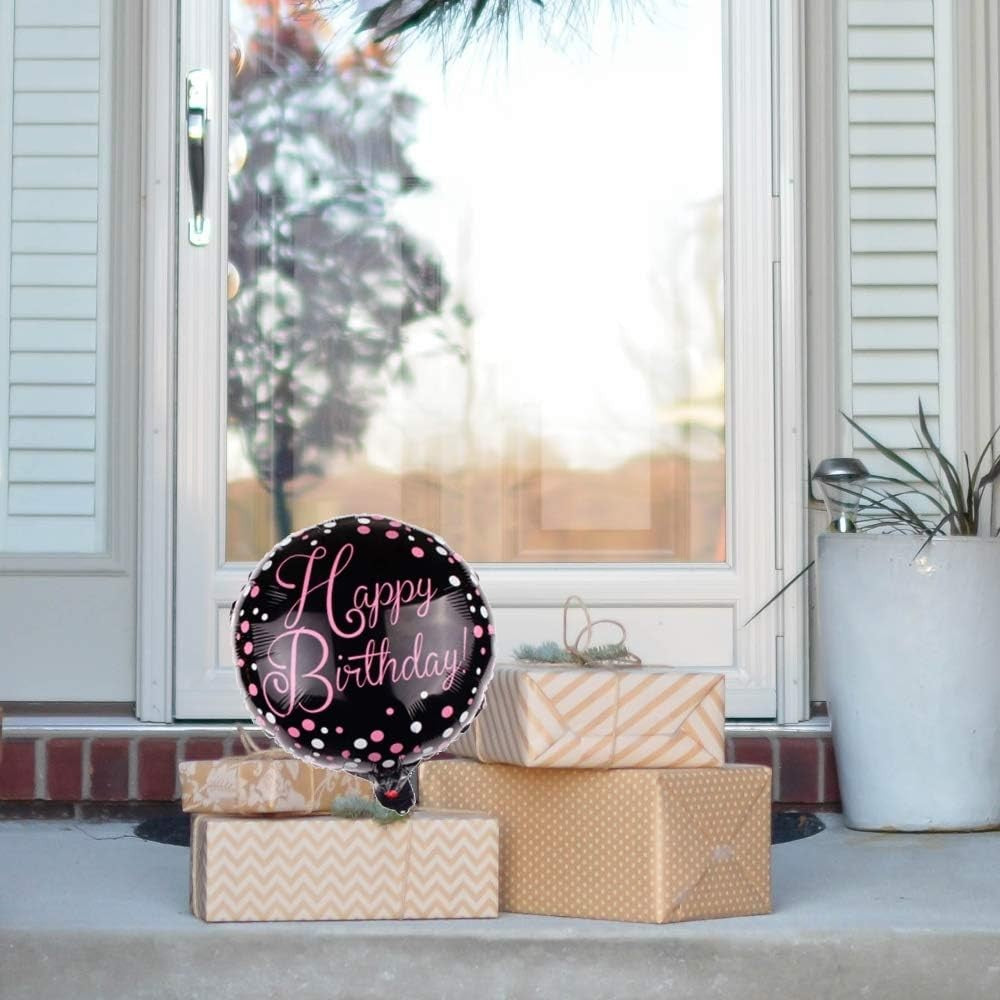 Balon Din Folie Metalizata, Figurine, Happy Birthday, Tematica Aniversare, 45 Cm, Ambalaj Individual, Pai Inclus, Umflare Cu Aer Sau Heliu - vivimall.ro