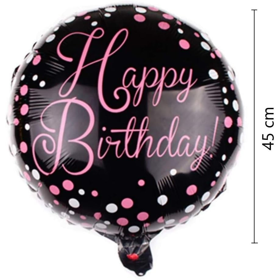 Balon Din Folie Metalizata, Figurine, Happy Birthday, Tematica Aniversare, 45 Cm, Ambalaj Individual, Pai Inclus, Umflare Cu Aer Sau Heliu - vivimall.ro