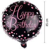 Balon Din Folie Metalizata, Figurine, Happy Birthday, Tematica Aniversare, 45 Cm, Ambalaj Individual, Pai Inclus, Umflare Cu Aer Sau Heliu - vivimall.ro