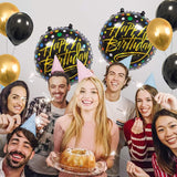 Balon Din Folie Metalizata, Figurine, Happy Birthday, Tematica Aniversare, 45 Cm, Ambalaj Individual, Pai Inclus, Umflare Cu Aer Sau Heliu - vivimall.ro