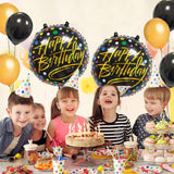 Balon Din Folie Metalizata, Figurine, Happy Birthday, Tematica Aniversare, 45 Cm, Ambalaj Individual, Pai Inclus, Umflare Cu Aer Sau Heliu - vivimall.ro