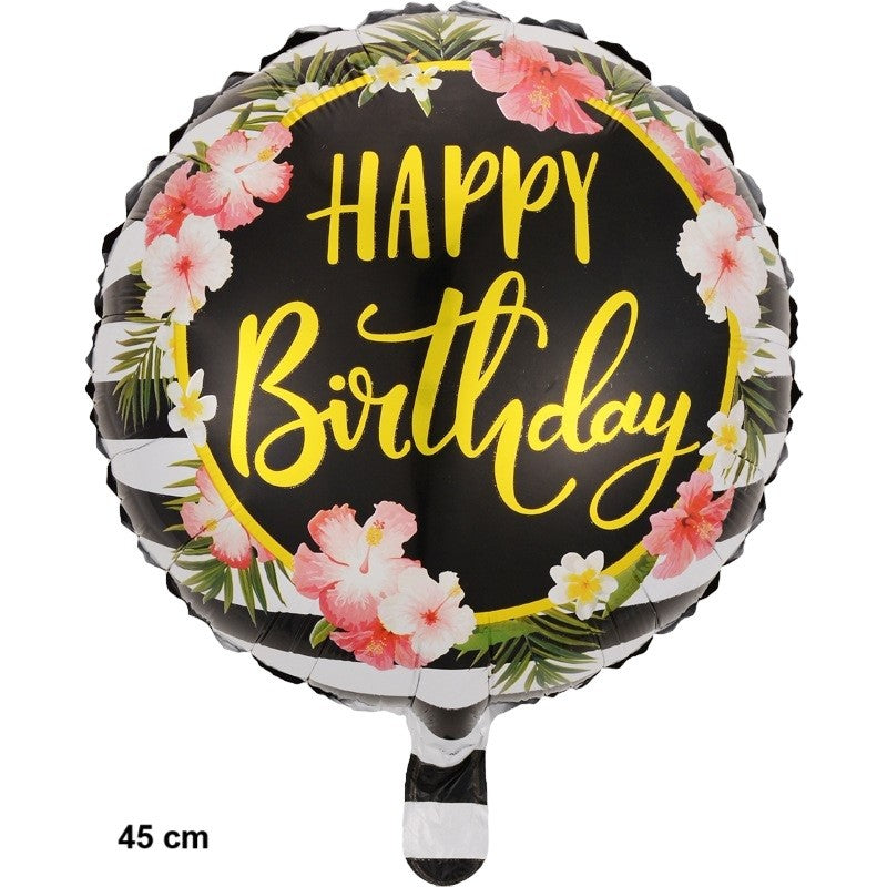 Balon Din Folie Metalizata, Figurine, Happy Birthday, Tematica Aniversare, 45 Cm, Ambalaj Individual, Pai Inclus, Umflare Cu Aer Sau Heliu - vivimall.ro