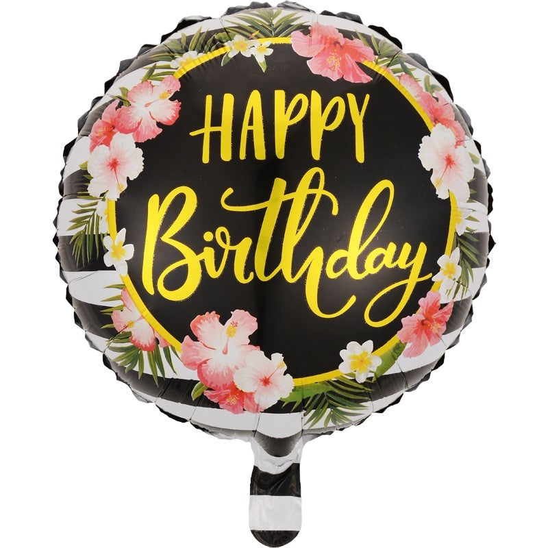 Balon Din Folie Metalizata, Figurine, Happy Birthday, Tematica Aniversare, 45 Cm, Ambalaj Individual, Pai Inclus, Umflare Cu Aer Sau Heliu - vivimall.ro