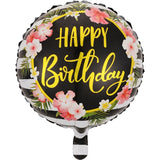 Balon Din Folie Metalizata, Figurine, Happy Birthday, Tematica Aniversare, 45 Cm, Ambalaj Individual, Pai Inclus, Umflare Cu Aer Sau Heliu - vivimall.ro