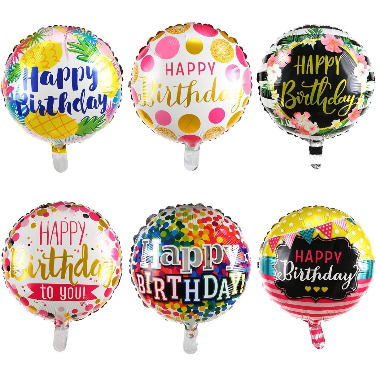 Balon Din Folie Metalizata, Figurine, Happy Birthday, Tematica Aniversare, 45 Cm, Ambalaj Individual, Pai Inclus, Umflare Cu Aer Sau Heliu - vivimall.ro