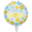 Balon Din Folie Metalizata, Figurine, Happy Birthday, Tematica Aniversare, 45 Cm, Ambalaj Individual, Pai Inclus, Umflare Cu Aer Sau Heliu - vivimall.ro