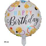 Balon Din Folie Metalizata, Figurine, Happy Birthday, Tematica Aniversare, 45 Cm, Ambalaj Individual, Pai Inclus, Umflare Cu Aer Sau Heliu - vivimall.ro