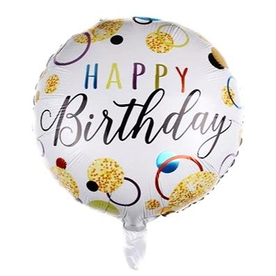 Balon Din Folie Metalizata, Figurine, Happy Birthday, Tematica Aniversare, 45 Cm, Ambalaj Individual, Pai Inclus, Umflare Cu Aer Sau Heliu
