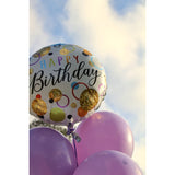 Balon Din Folie Metalizata, Figurine, Happy Birthday, Tematica Aniversare, 45 Cm, Ambalaj Individual, Pai Inclus, Umflare Cu Aer Sau Heliu
