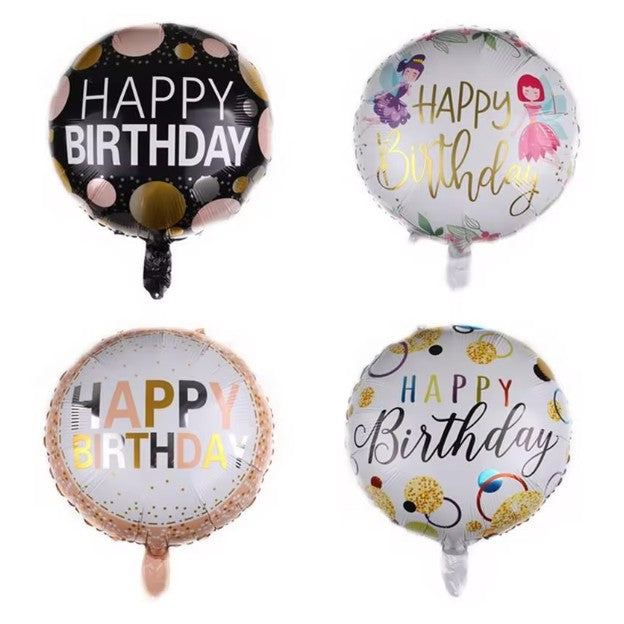 Balon Din Folie Metalizata, Figurine, Happy Birthday, Tematica Aniversare, 45 Cm, Ambalaj Individual, Pai Inclus, Umflare Cu Aer Sau Heliu