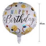 Balon Din Folie Metalizata, Figurine, Happy Birthday, Tematica Aniversare, 45 Cm, Ambalaj Individual, Pai Inclus, Umflare Cu Aer Sau Heliu