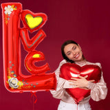Balon Din Folie Metalizata, Figurine, Model Love, Tematica Iubire, Ambalaj Individual, Pai Inclus, Umflare Cu Aer Sau Heliu,