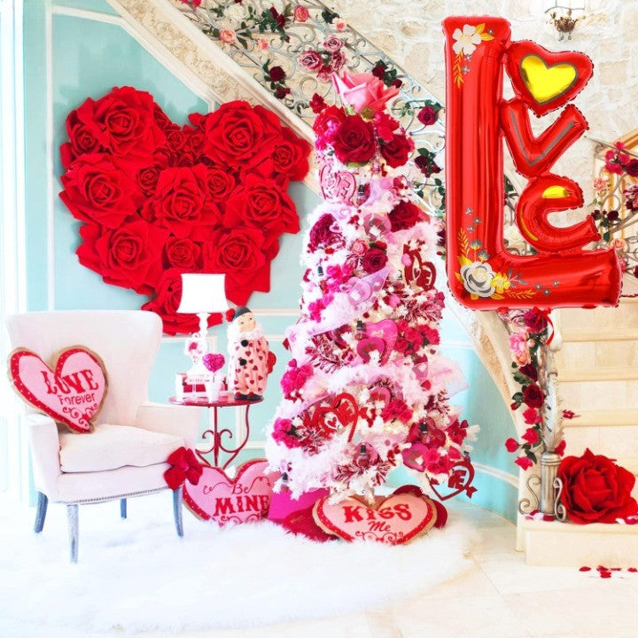 Balon Din Folie Metalizata, Figurine, Model Love, Tematica Iubire, Ambalaj Individual, Pai Inclus, Umflare Cu Aer Sau Heliu,