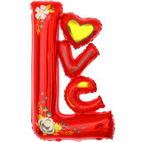 Balon Din Folie Metalizata, Figurine, Model Love, Tematica Iubire, Ambalaj Individual, Pai Inclus, Umflare Cu Aer Sau Heliu,