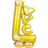 Balon Din Folie Metalizata, Figurine, Tematica Iubire, Ambalaj Individual, Pai Inclus, Umflare Cu Aer Sau Heliu