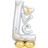 Balon Din Folie Metalizata, Figurine, Model Love, Tematica Iubire, Ambalaj Individual, Pai Inclus, Umflare Cu Aer Sau Heliu,