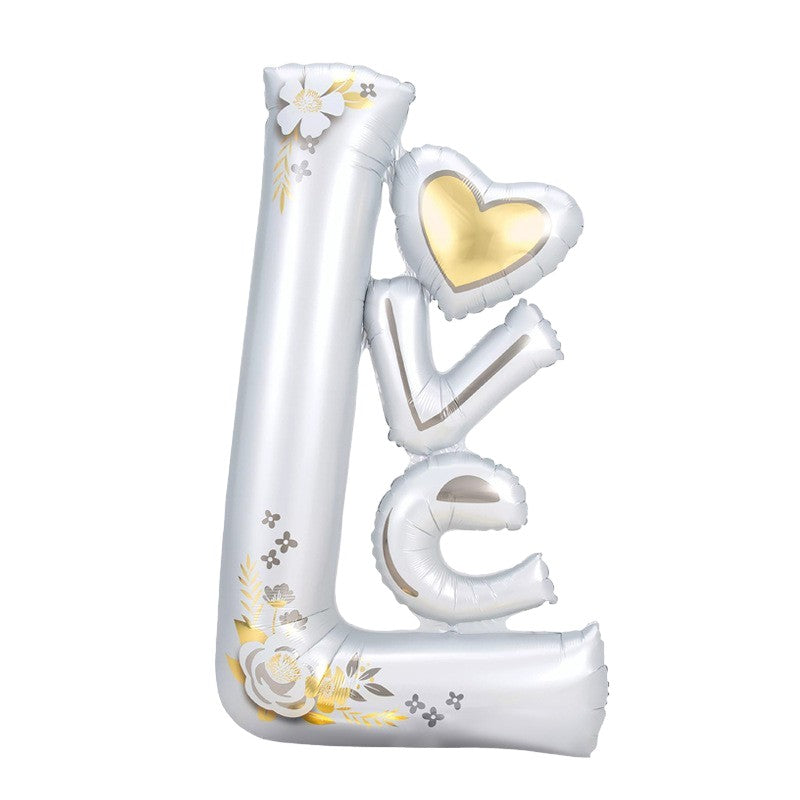 Balon Din Folie Metalizata, Figurine, Model Love, Tematica Iubire, Ambalaj Individual, Pai Inclus, Umflare Cu Aer Sau Heliu,