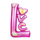 Balon Din Folie Metalizata, Figurine, Model Love, Tematica Iubire, Ambalaj Individual, Pai Inclus, Umflare Cu Aer Sau Heliu,