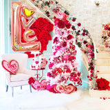 Balon Din Folie Metalizata, Figurine, Model Love, Tematica Iubire, Ambalaj Individual, Pai Inclus, Umflare Cu Aer Sau Heliu,