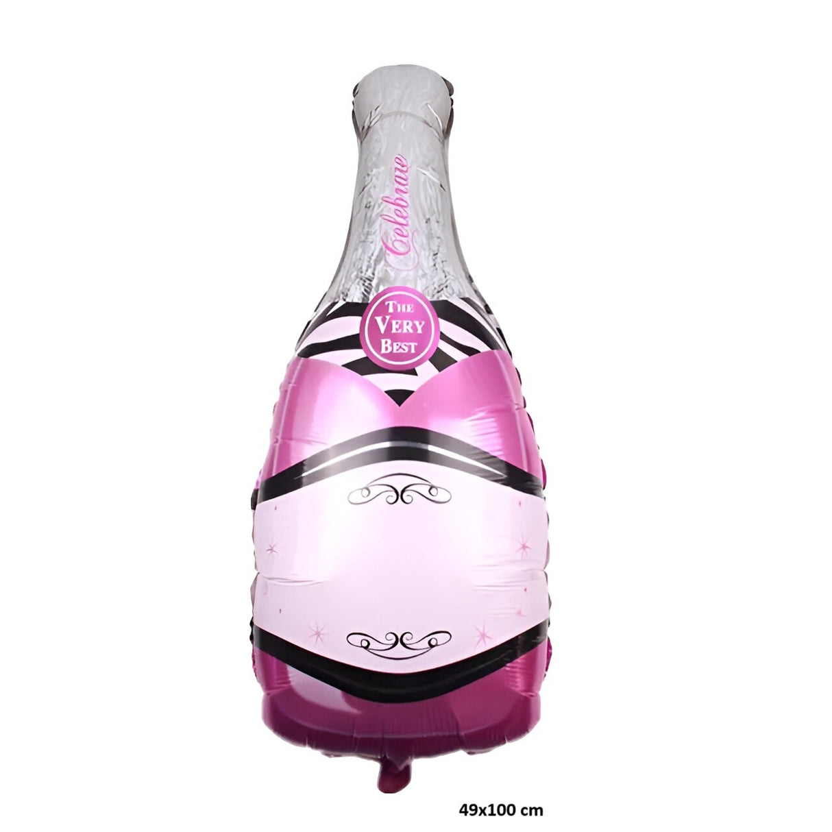 Balon Din Folie Metalizata, Figurine, Model Sticla De Sampanie, Ambalaj Individual, Pai Inclus, Umflare Cu Aer Sau Heliu,