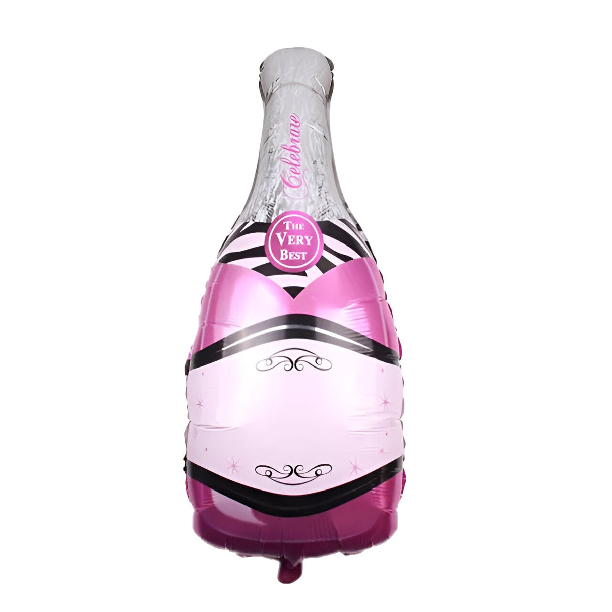 Balon Din Folie Metalizata, Figurine, Model Sticla De Sampanie, Ambalaj Individual, Pai Inclus, Umflare Cu Aer Sau Heliu,