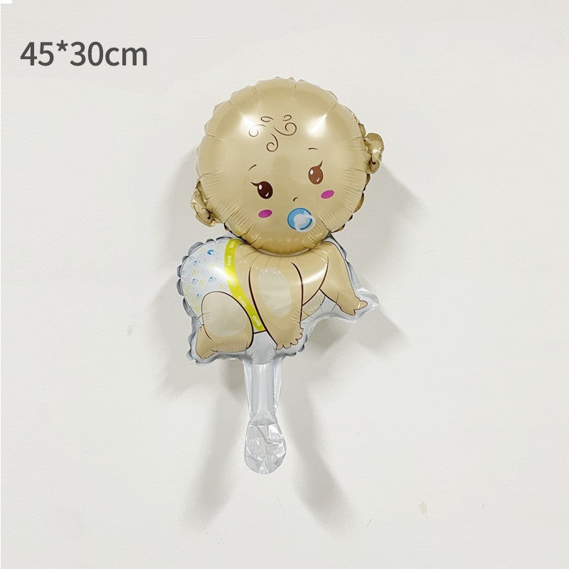 Balon Din Folie Metalizata, Mini Figurina, Tematica Gender Reveal, Ambalaj Individual, Pai Inclus, Umflare Cu Aer Sau Heliu - vivimall.ro