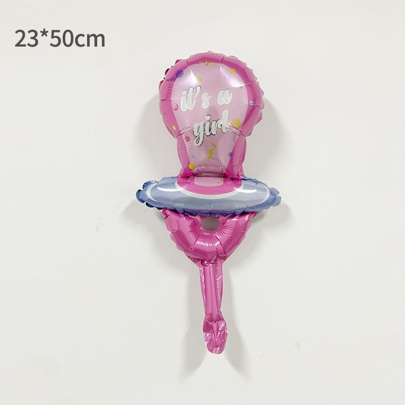Balon Din Folie Metalizata, Mini Figurina, Tematica Gender Reveal, Ambalaj Individual, Pai Inclus, Umflare Cu Aer Sau Heliu - vivimall.ro