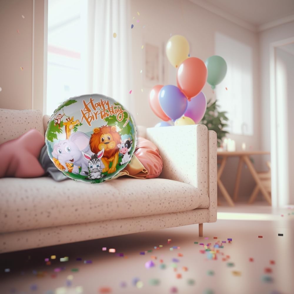 Balon Din Folie Metalizata, Mini Figurina Rotunda, Happy Birthday, Tematica Aniversare, 45 Cm, Ambalaj Individual, Pai Inclus, Umflare Cu Aer Sau Heliu - vivimall.ro