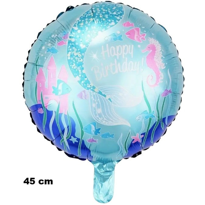 Balon Din Folie Metalizata, Mini Figurina Rotunda, Happy Birthday, Tematica Aniversare, 45 Cm, Ambalaj Individual, Pai Inclus, Umflare Cu Aer Sau Heliu - vivimall.ro