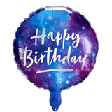 Balon Din Folie Metalizata, Mini Figurina Rotunda, Happy Birthday, Tematica Aniversare, 45 Cm, Ambalaj Individual, Pai Inclus, Umflare Cu Aer Sau Heliu - vivimall.ro