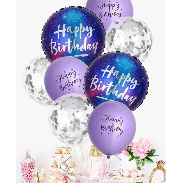 Balon Din Folie Metalizata, Mini Figurina Rotunda, Happy Birthday, Tematica Aniversare, 45 Cm, Ambalaj Individual, Pai Inclus, Umflare Cu Aer Sau Heliu - vivimall.ro
