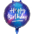 Balon Din Folie Metalizata, Mini Figurina Rotunda, Happy Birthday, Tematica Aniversare, 45 Cm, Ambalaj Individual, Pai Inclus, Umflare Cu Aer Sau Heliu - vivimall.ro
