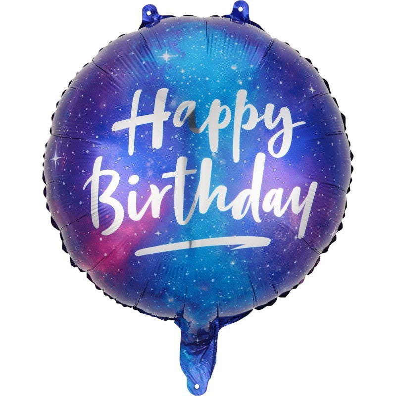 Balon Din Folie Metalizata, Mini Figurina Rotunda, Happy Birthday, Tematica Aniversare, 45 Cm, Ambalaj Individual, Pai Inclus, Umflare Cu Aer Sau Heliu - vivimall.ro