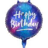 Balon Din Folie Metalizata, Mini Figurina Rotunda, Happy Birthday, Tematica Aniversare, 45 Cm, Ambalaj Individual, Pai Inclus, Umflare Cu Aer Sau Heliu - vivimall.ro