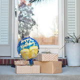 Balon Din Folie Metalizata, Mini Figurina Rotunda, Happy Birthday, Tematica Aniversare, 45 Cm, Ambalaj Individual, Pai Inclus, Umflare Cu Aer Sau Heliu - vivimall.ro