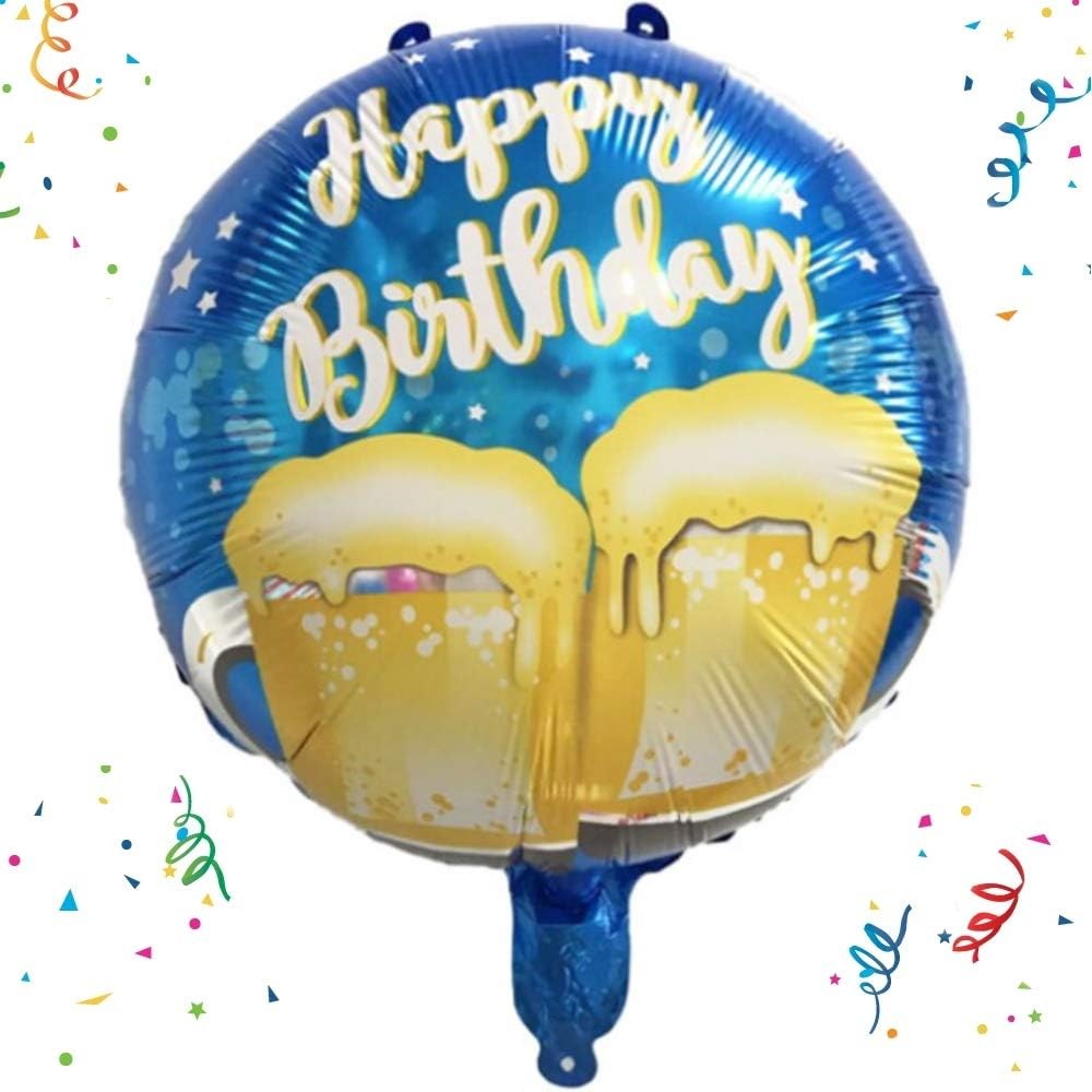 Balon Din Folie Metalizata, Mini Figurina Rotunda, Happy Birthday, Tematica Aniversare, 45 Cm, Ambalaj Individual, Pai Inclus, Umflare Cu Aer Sau Heliu - vivimall.ro